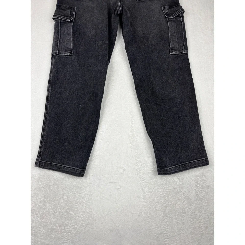 Hollister Baggy Cargo Mens 30x30 Jeans Fuzzy Black Faded Denim Utility Pants